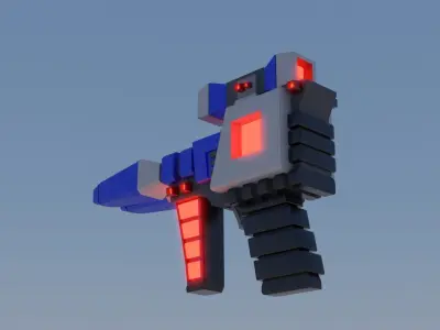 Sci-Fi Gun Game Ready Low-Poly  3D Model Gun 3D Model Low-poly 3D model