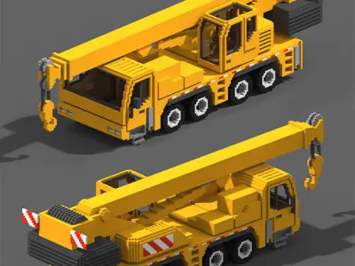 Voxel Crane Truck Low-poly 3D model