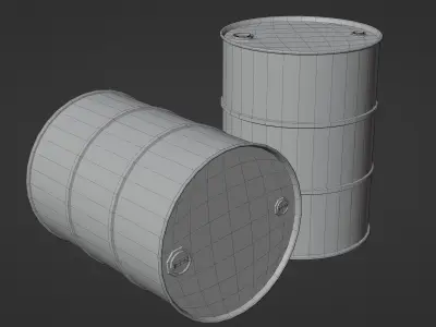 Damaged flammable barrel Free low-poly 3D model