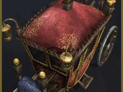 Animated Medieval Coach Low-poly 3D model
