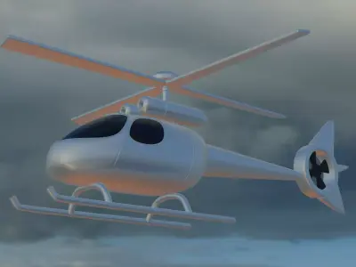 low poly helicopter funny for game and animation Low-poly 3D model