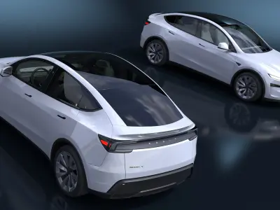 White 2025 Tesla Model Y Juniper Simplified 3D model
