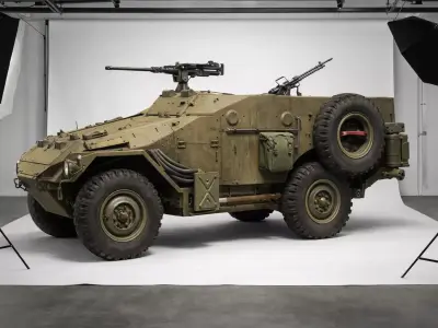 1950s Armored Vehicle Vintage Military Defense Utility Model 3D model