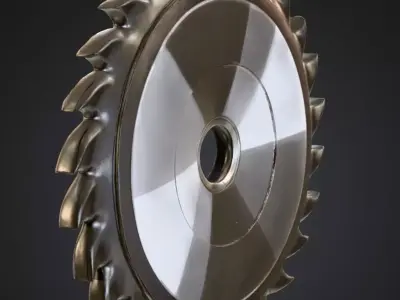 Industrial Saw Blade 3D Model High Poly Metallic Cutting Tool Low-poly 3D model