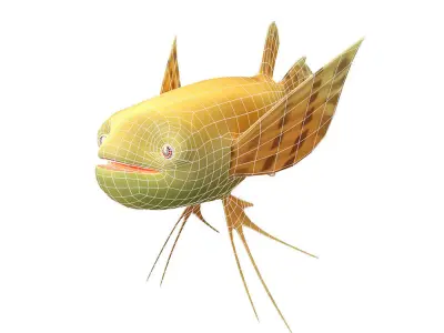 Pantodon Buchholzi fish Animated Low-poly 3D model
