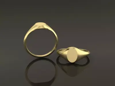 Dainty Thin Signet Ring Vertical Oval Mix Size 3D print model