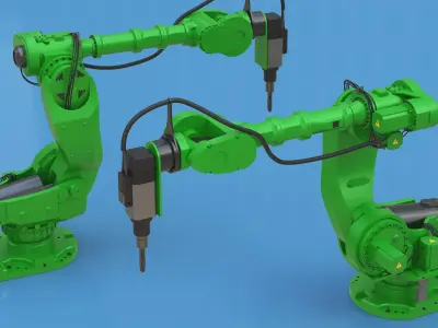 Robotic Arm for Precision Drilling Green Rigged for Cinema 4D 3D model