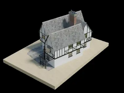 modern-medieval house Low-poly 3D model