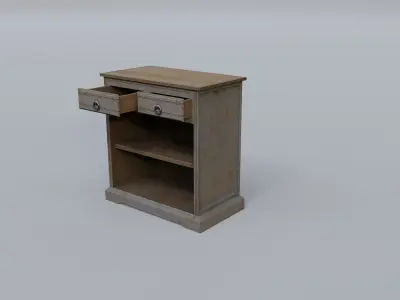 Cabinet 3 wooden nightstand with two drawers Low-poly 3D model purchase