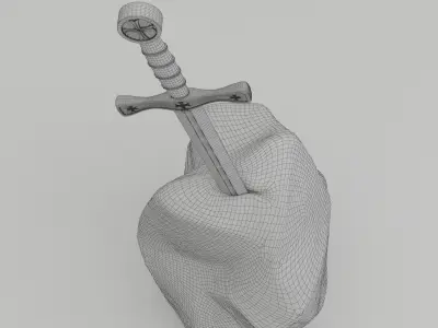 Sword 1 on rock 3D model