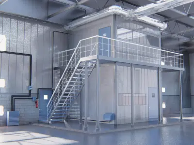 Warehouse in clouds 3D model