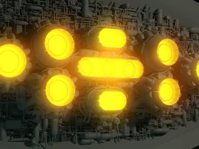 Thrusters Chimney Pipes Greebles KitBash Low-poly 3D model