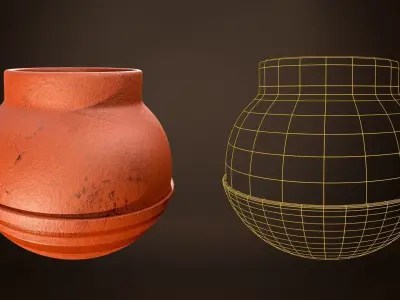 Wooden cart and game assets with PBR texturing Low-poly 3D model