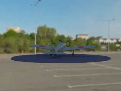 airplane in parking lot Low-poly 3D model