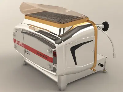 Faema e61 espresso machine and  FP Grinder with a coffee cup 3D model