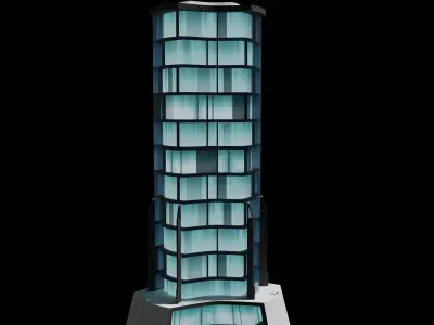 Sci-fi tall mansion Low-poly 3D model