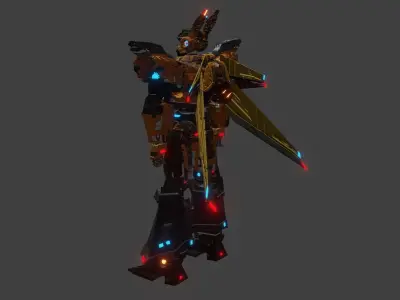 sci-fi robot humanoid Low-poly 3D model
