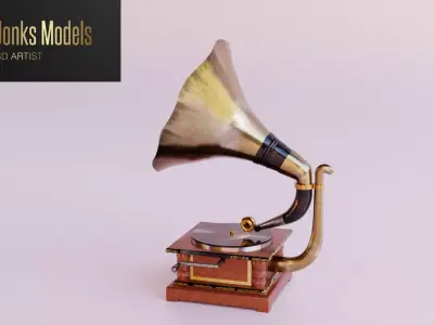Antique Gramophone Low-poly 3D model