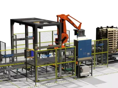 FULL Line Robot Palletizer Industrial - DMP Project  ABB 660 Low-poly 3D model