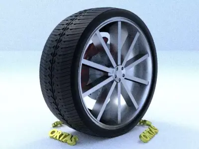 ORTAS CAR RIM 6 GAME READY RIM TIRE AND DISC 3D model