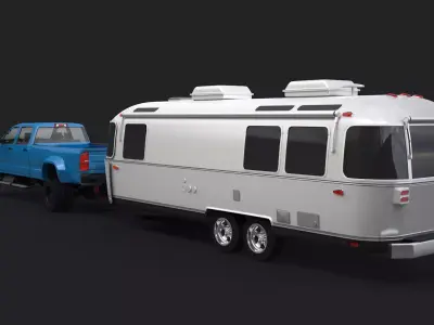 Airstream Trailer and Pickup 3D model