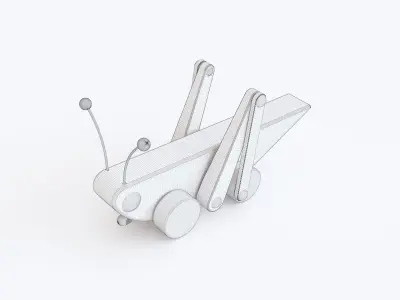 Wooden toy grasshopper 3D model