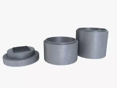 Concrete Pipes Low-poly 3D model