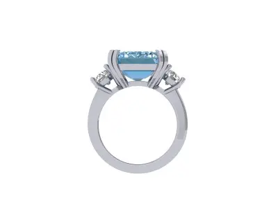 Emerald 3 Stone Ring 3D print model order