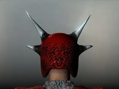 Red Imp Dragon Helmet Low-poly 3D model