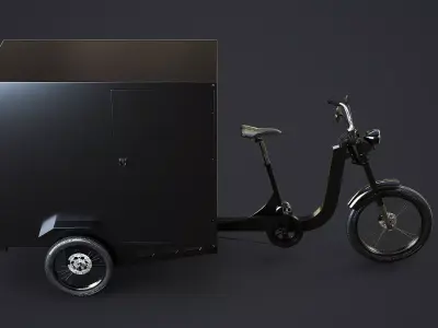 Electric Box Cargo Tricycle Delivery Bike 3D Model Low-poly 3D model