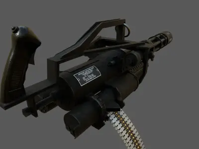MINIGUN  M134 with ammunition backpack Low-poly 3D model