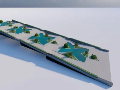 park-public park-Private Park Landscape 3D model 2