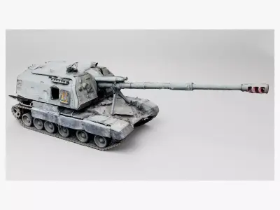 russian 2S19 Msta 152 mm howitzer destroyed by Ukrainian army 3D model