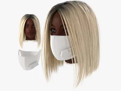 Electronic Air Purifier Mask on Female Face 3D model