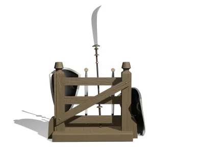 The weapons on the racks Low-poly 3D model