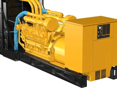 Yellow Generator Low Poly 3D model