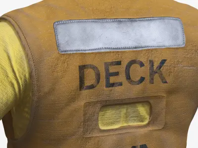 Reflective Industrial Worker Vest with Zipper Yellow Used 3D model