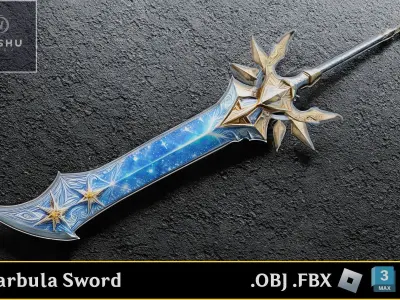 sword fantasy low-polygon Low-poly 3D model