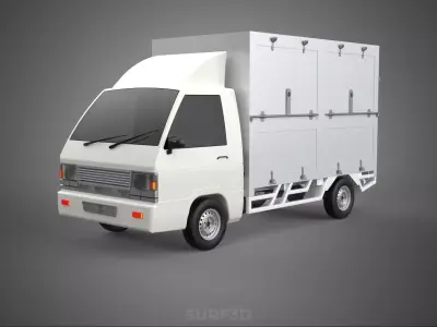 COMPACT WHITE BOX CARGO DELIVERY TRUCK URBAN REGIONAL DELIVERIES 3D model