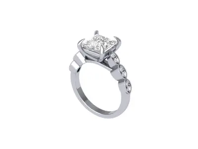 Princess Art Deco Ring 3D print model 7