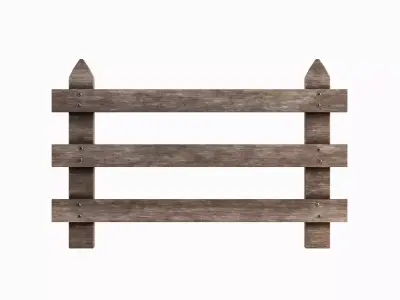 Rustic Wooden Fence 02 Low-poly 3D model