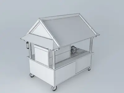 A Taiwanese noodles snack cart with roof Free 3D model
