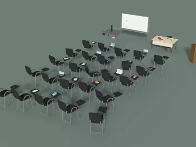 Low Poly Office Conference Hall Low-poly 3D model