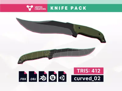 Lowpoly Knife Pack Low-poly 3D model