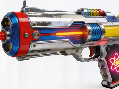 Cosmic Atompunk Kinetic Pulse Pistol 3D Model Low-poly 3D model