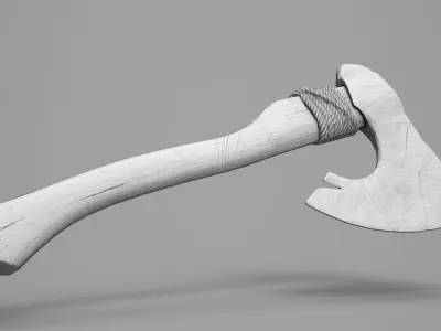 Game Ready Aged Wooden Axe Low-poly 3D model