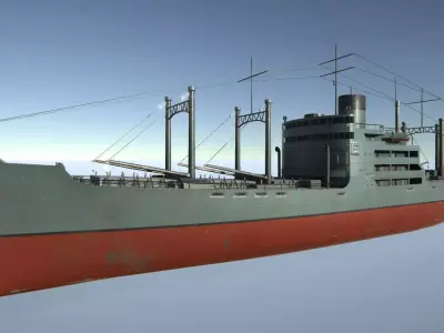 Old Japan Transport Ship Low-poly 3D model