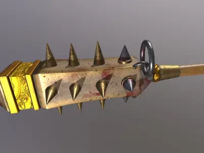 stick 2 sword with spikes Low-poly 3D model