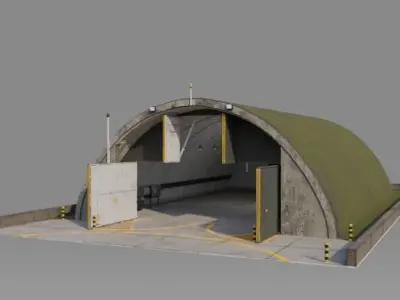 NATO  AIRCRAFT SHELTER V1 with Full Grass roof Free low-poly 3D model