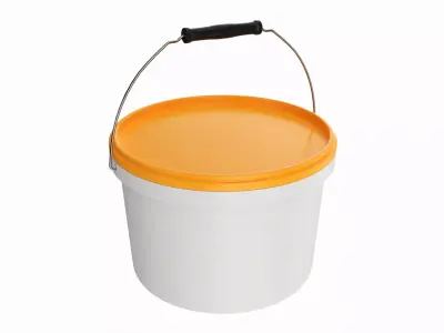 Plastic paint bucket with handle 3D model
